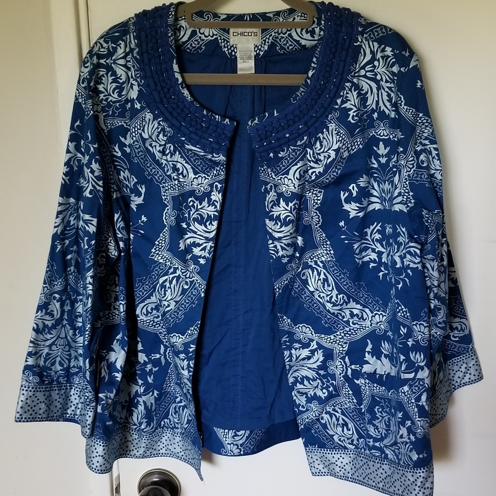 Chicos  Blue & Silver Crop Jacket 2